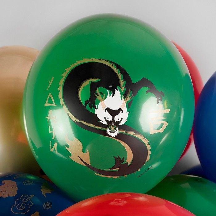 Шар латексный 12" &laquo;Дракон на удачу&raquo; пастель, 5 ст., набор 25 шт., МИКС