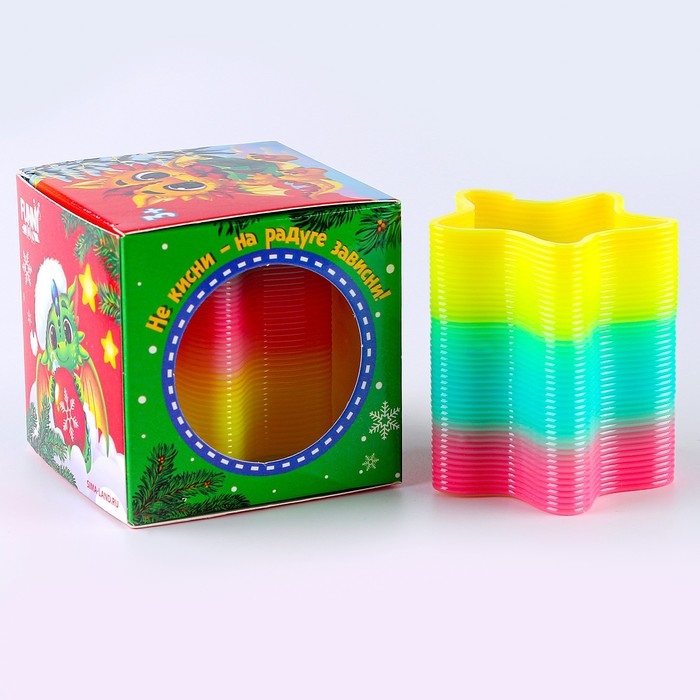 Новогодний подарок. Пружинка - радуга &laquo;Дракоша&raquo;, в форме звезды, цвета МИКС, d = 5 см, в коробке