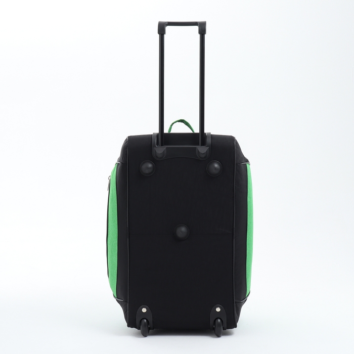 Сумка дорожная на колёсах, отдел на молнии, отдел для обуви, 3 наружных кармана, цвет чёрный/зелёный