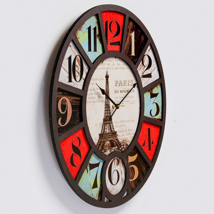 Часы настенные интерьерные большие, Лофт, Часы настенные интерьерные большие, Лофт, "Эйфелева башня", бесшумные, d-60 см