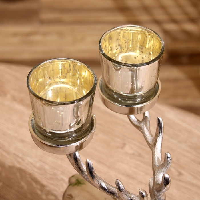 Подсвечник на 2 свечи Подсвечник на 2 свечи "Олень" алюминий 15х18х31 см