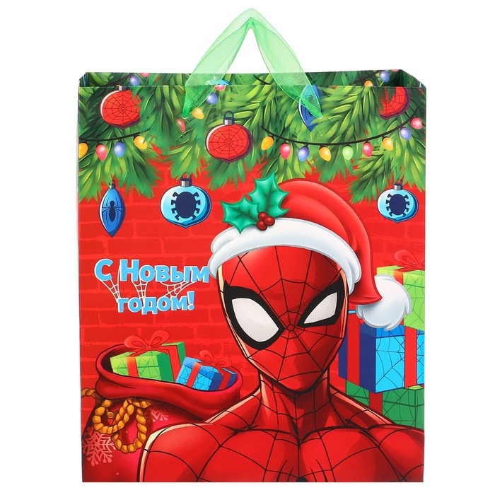Пакет подарочный "С Новым годом!", 23х27х11.5 см, упаковка, Человек-паук