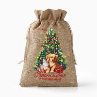 Мешок подарочный с термонаклейкой &laquo;Счастливых мгновений&raquo;, 16 х 24 см , Новый год