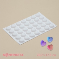 Форма для муссовых десертов и шоколада KONFINETTA &laquo;Сердца&raquo;, силикон, 29,7&times;17,3&times;1,5 см, 35 ячеек (2,7&times;2,5 см), цвет белый