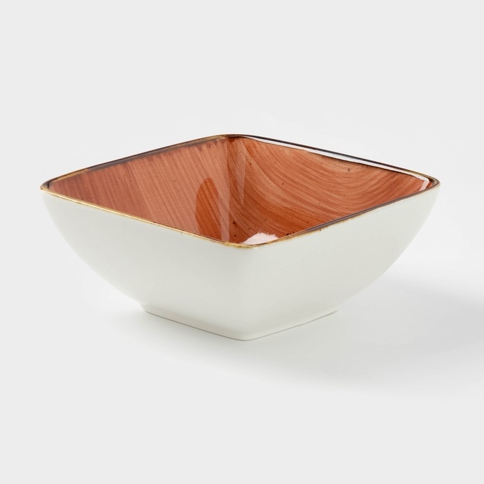 Салатник керамический квадратный &laquo;Сапфир&raquo;, 14&times;5,5 см, цвет оранжевый