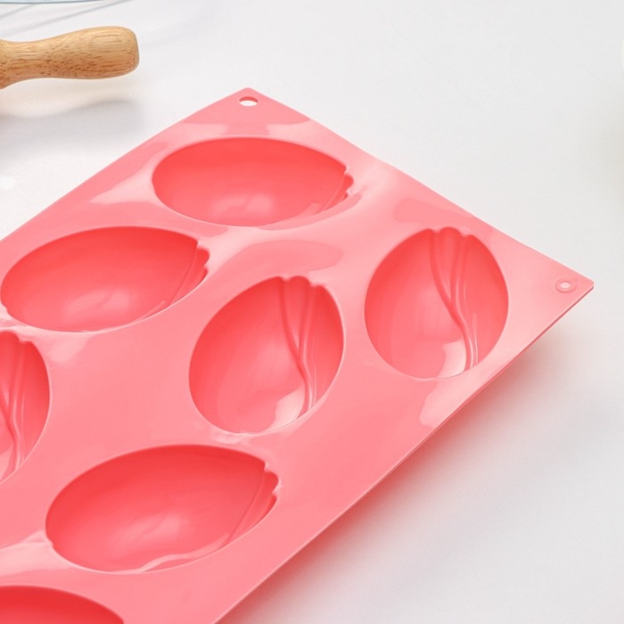 Форма для выпечки Доляна «Тюльпаны», силикон, 8 ячеек, 30×17,5×3 см, цвет розовый Форма для выпечки Доляна «Тюльпаны», силикон, 8 ячеек, 30×17,5×3 см, цвет розовый