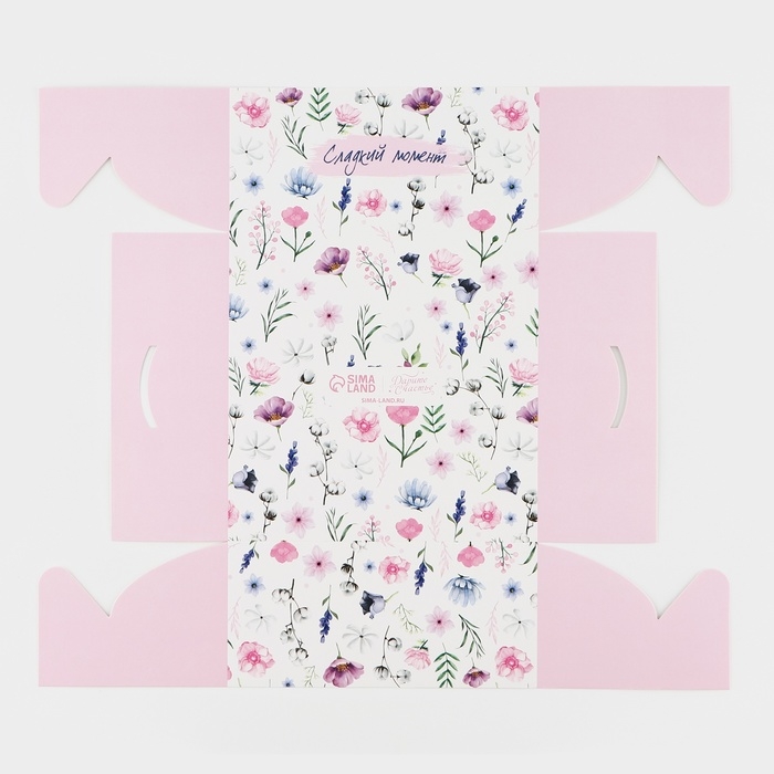 Коробка для капкейков, кондитерская упаковка, 4 ячейки &laquo;Сладкий момент&raquo;, 16 х 16 х 7.5 см