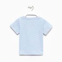 Футболка детская в полоску KAFTAN "Basic line", р.32 (110-116 см), голубой/белый