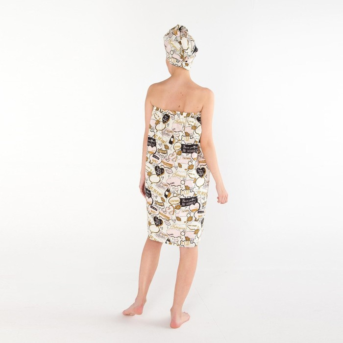 Набор для сауны Этель Набор для сауны Этель "Девичник" парео 80*144 см + чалма, вафля 200г/м2, 100% хл