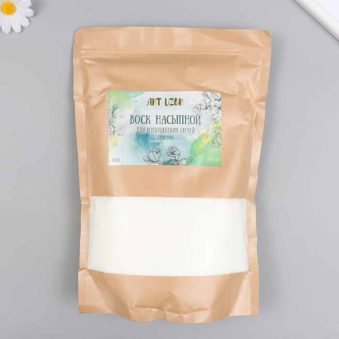 Воск насыпной для  изготовления свечей "Ледяной" 1000 гр t плавления 62-65&deg; белый 32х22 см