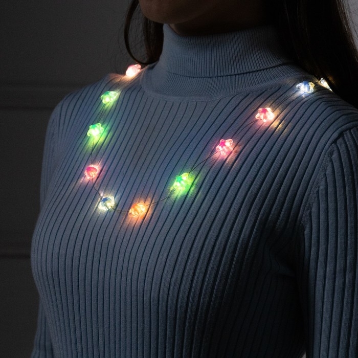 Светодиодные бусы Светодиодные бусы "Звездочки", 80 см, LED(1608)-16-4.6V, AG13x3 (в компл.), 3 режима свечение тёплое белое