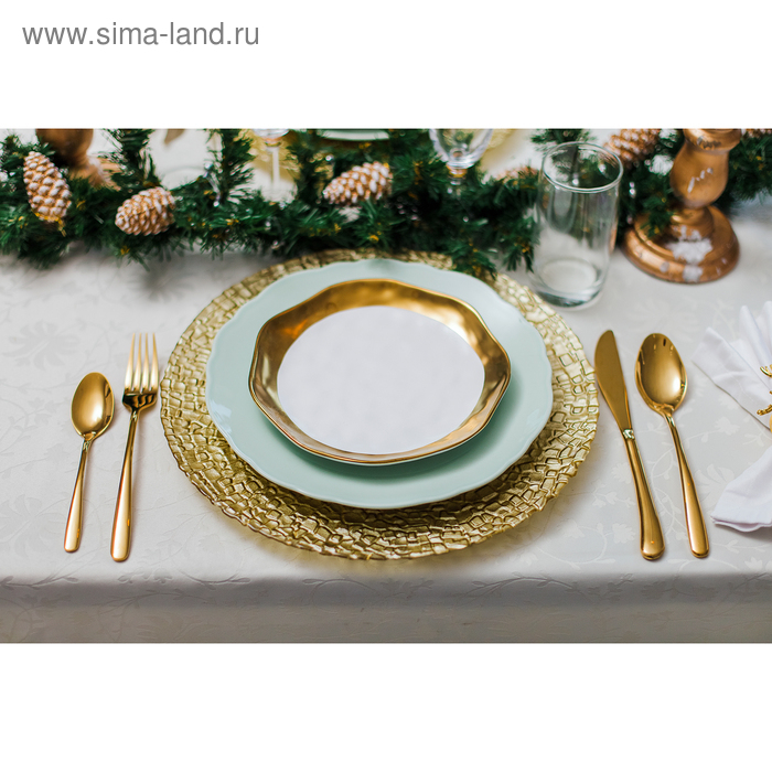 Тарелка стеклянная подстановочная Magistro &laquo;Кринкл&raquo;, d=33 см, цвет золотой
