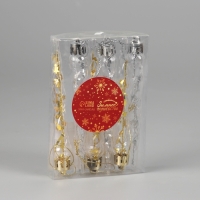 Украшение ёлочное "Сосулька Космин" (набор 6 шт) 11,5х1 см, прозрачный золото серебро