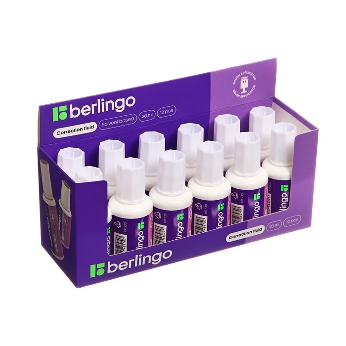 Корректирующая жидкость 20 мл Berlingo, на химической основе, с кисточкой Корректирующая жидкость 20 мл Berlingo, на химической основе, с кисточкой