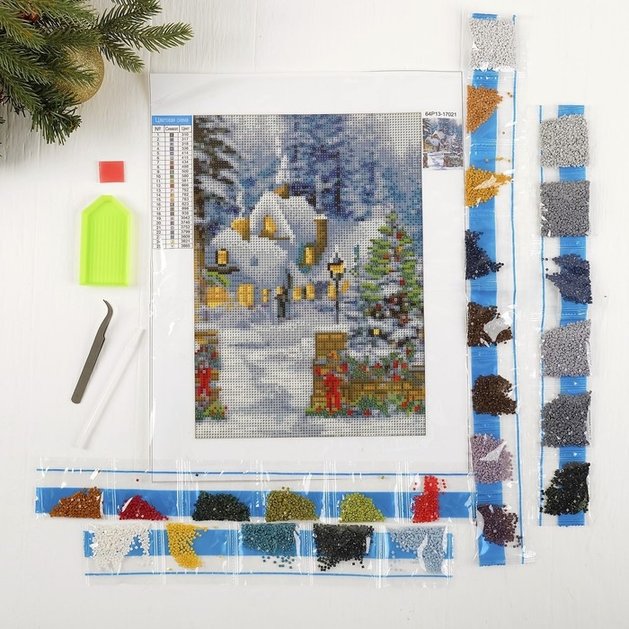 Алмазная мозаика на новый год с полным заполнением «Домик в сказочном лесу» 22×32 см, новогодний набор для творчества Алмазная мозаика на новый год с полным заполнением «Домик в сказочном лесу» 22×32 см, новогодний набор для творчества