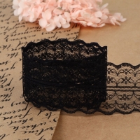 Кружево капроновое, 45 мм &times; 10 &plusmn; 1 м, цвет чёрный