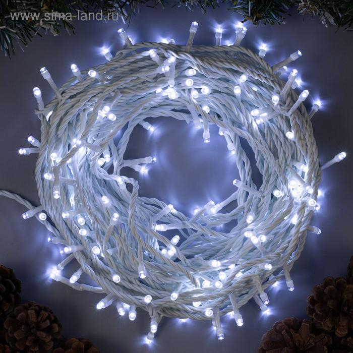 Гирлянда &laquo;Нить&raquo; 20 м, IP44, белая нить, 200 LED, свечение белое, 8 режимов, 220 В