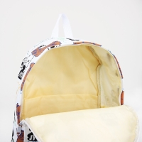 Рюкзак школьный на молнии из текстиля, наружный карман, цвет белый/чёрный Рюкзак школьный на молнии из текстиля, наружный карман, цвет белый/чёрный