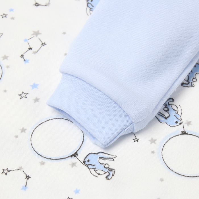 Боди с длинным рукавом, цвет голубой/зайцы, рост 74 см