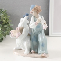 Сувенир керамика "Клоун с медведем" 10,5х15х18,5 см