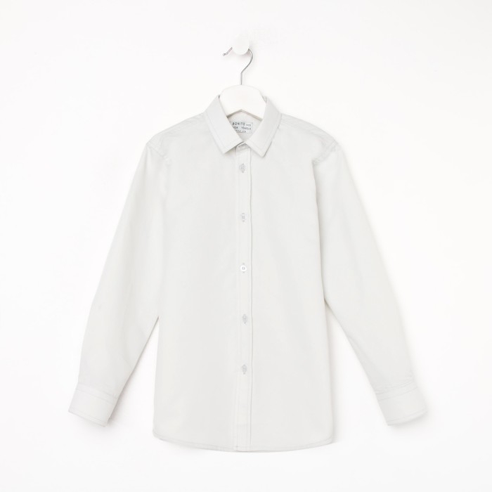 Школьная рубашка для мальчика, цвет серый, рост 128 см