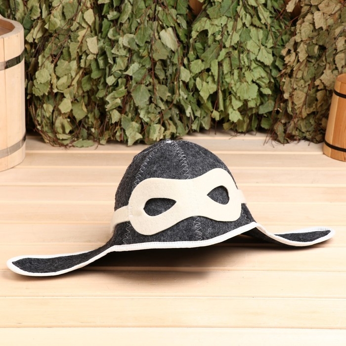 Шапка для бани "Летчик" войлок, серая