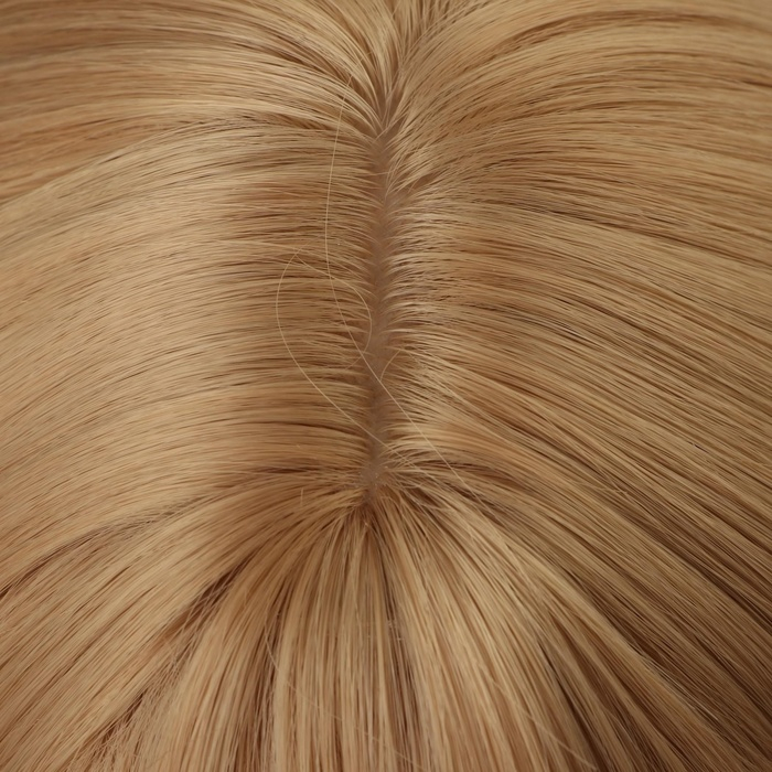 Парик искусственный, с чёлкой, имитация кожи, 30 см, цвет блонд