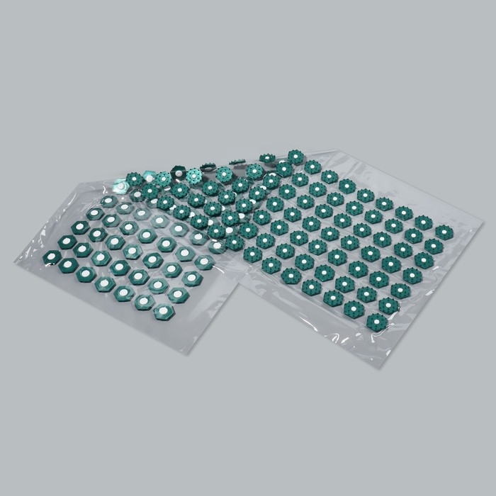 Ипликатор-коврик, основа ПВХ, 140 модулей, 28 &times; 64 см, цвет прозрачный/зелёный