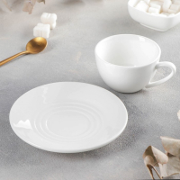 Кофейная пара фарфоровая Wilmax, 2 предмета: чашка 160 мл, блюдце d=14,3 см, цвет белый Кофейная пара фарфоровая Wilmax, 2 предмета: чашка 160 мл, блюдце d=14,3 см, цвет белый