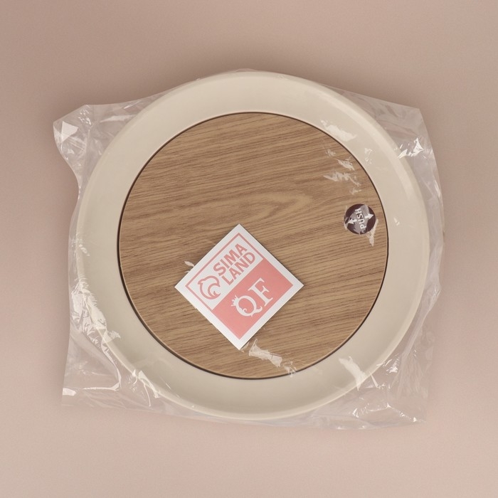 Органайзер для хранения косметических принадлежностей, Push-to-Open, с крышкой, d = 19,5 &times; 11 см цвет белый/коричневый