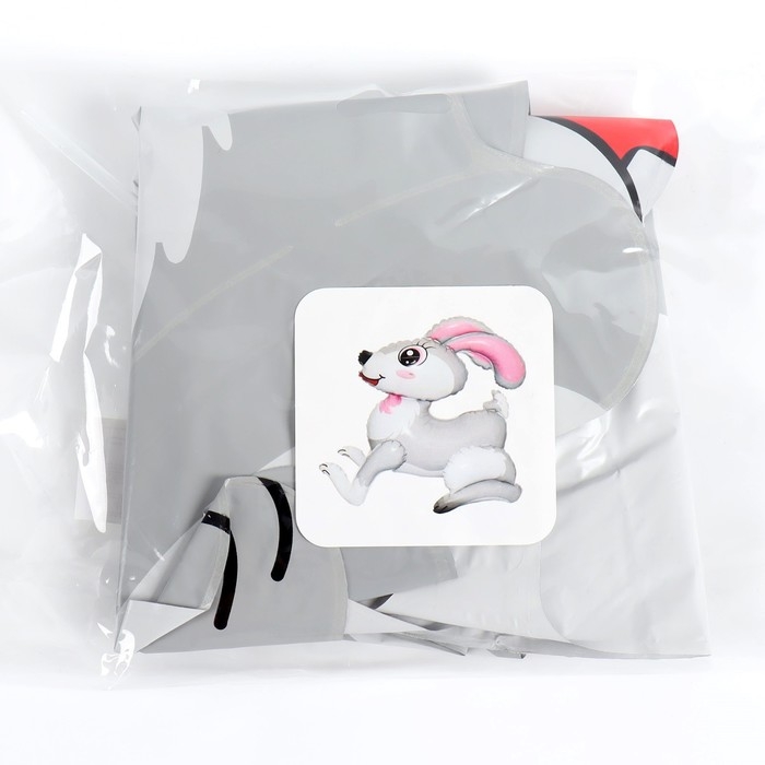 Шар фольгированный 20" &laquo;Весёлый зайка&raquo;, серый, под воздух