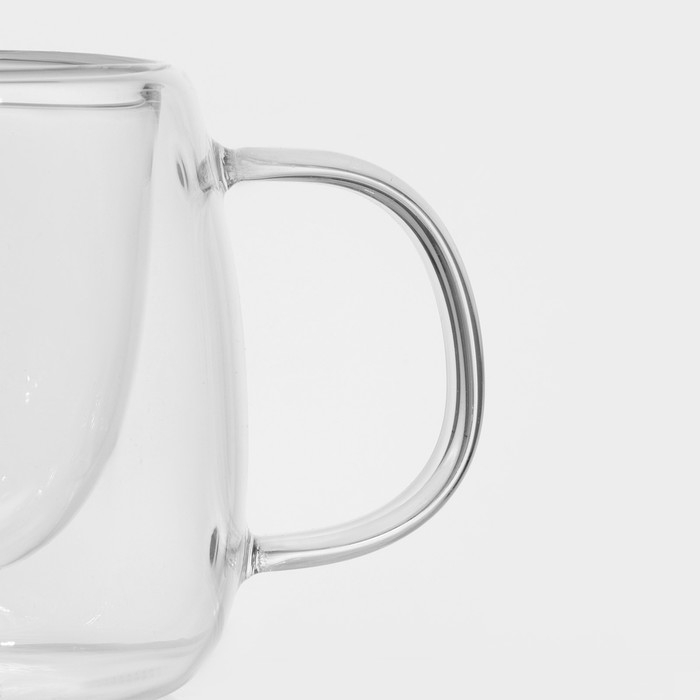 Кружка стеклянная с двойными стенками Magistro &laquo;Дуо&raquo;, 80 мл, 9&times;7&times;6,3 см