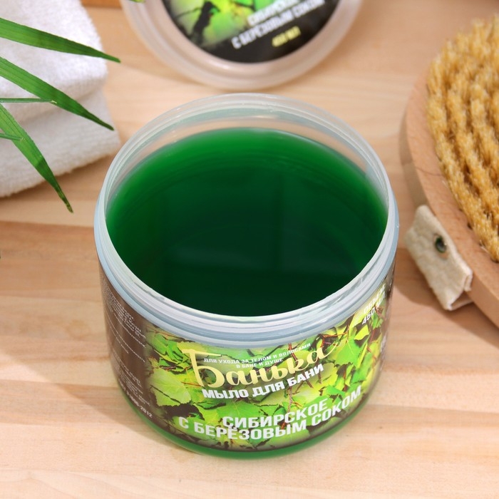 Густое мыло для бани Сибирское с березовым соком 450 мл Густое мыло для бани Сибирское с березовым соком 450 мл
