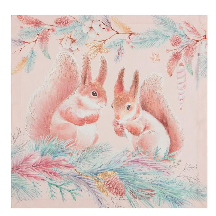 Набор новогодних салфеток Этель Pink magic, 40х40см - 4 шт, хлопок, саржа