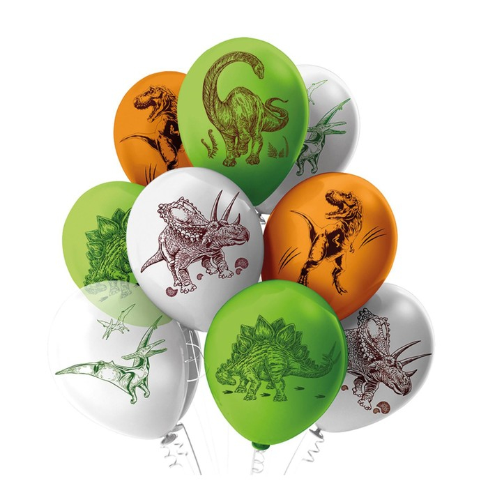 Шар латексный 12 Шар латексный 12" «Динозавры», пастель, 2-сторонний, набор 25 шт., МИКС