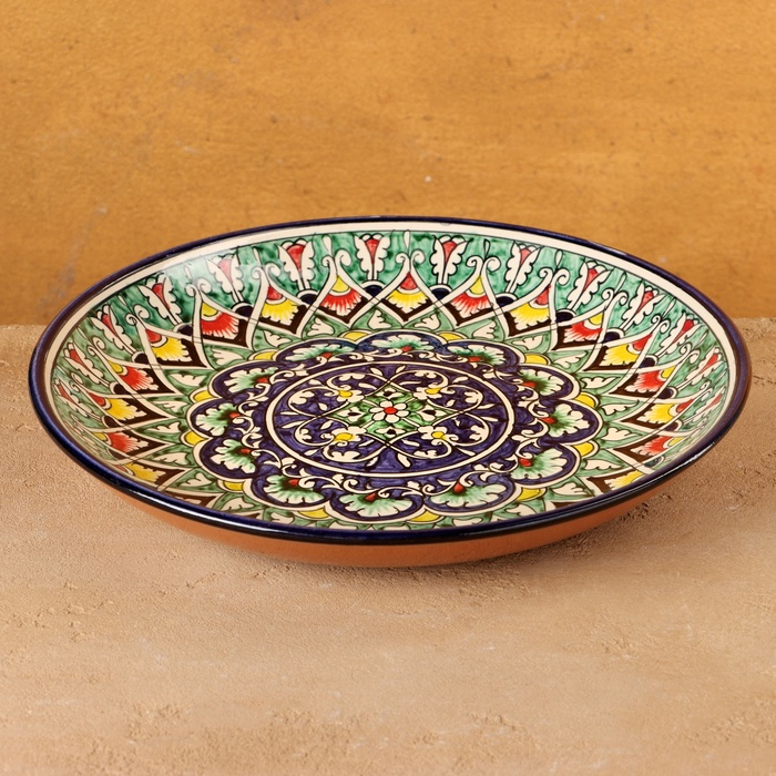 Ляган Риштанская Керамика Ляган Риштанская Керамика "Узоры", 28 см, синий