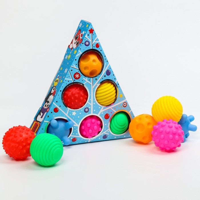 Подарочный набор развивающих мячиков «Голубая ёлочка», 6 шт., новогодняя подарочная упаковка, Крошка Я Подарочный набор развивающих мячиков «Голубая ёлочка», 6 шт., новогодняя подарочная упаковка, Крошка Я