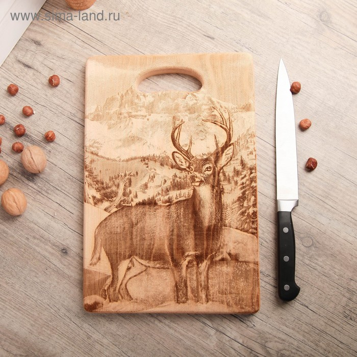 Доска из массива кедра &laquo;Олень&raquo;, большая, прямоугольная, 23 &times; 35 см
