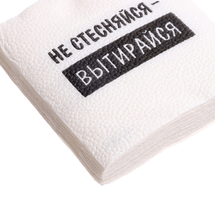 Салфетки бумажные однослойные Салфетки бумажные однослойные "Не стесняйся-вытирайся", 24х24 см, набор 20 шт.