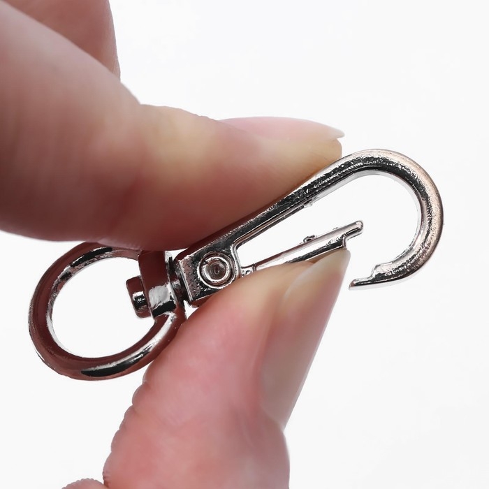 Карабин металлический, 45 &times; 15 мм / 10 &times; 2,2 мм, 5 шт, цвет серебряный