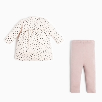 Комплект: платье и леггинсы Крошка Я &laquo;Киса&raquo;, рост 80-86 см, цвет бежевый/лиловый