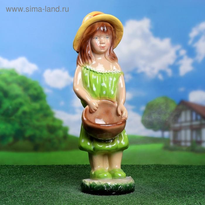 Садовая фигура Садовая фигура "Девочка с корзиной большая" 20х24х65см микс