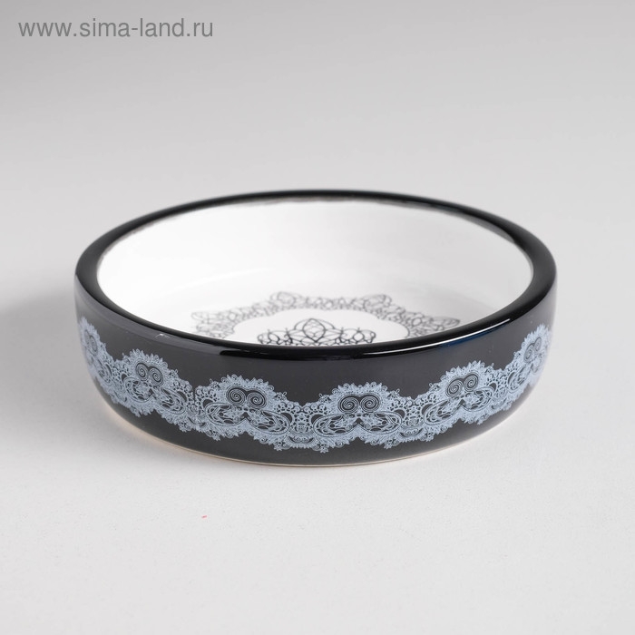 Миска керамическая с орнаментом 200 мл 12 х 3 см, бежево-черная Миска керамическая с орнаментом 200 мл 12 х 3 см, бежево-черная