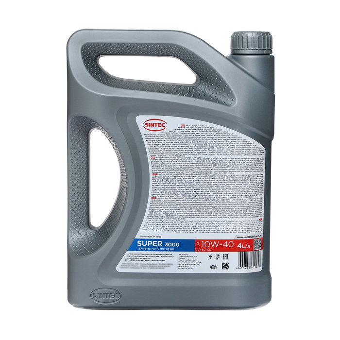 Масло моторное Sintec Super 3000 10W-40, SG/CD, п/синтетическое, 4 л 600240