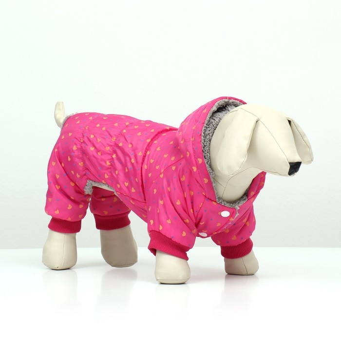 Комбинезон "нежный путь" на меховом подкладе, размер M (ДС 30, ОШ 30, ОГ 40 см), розовый   961465