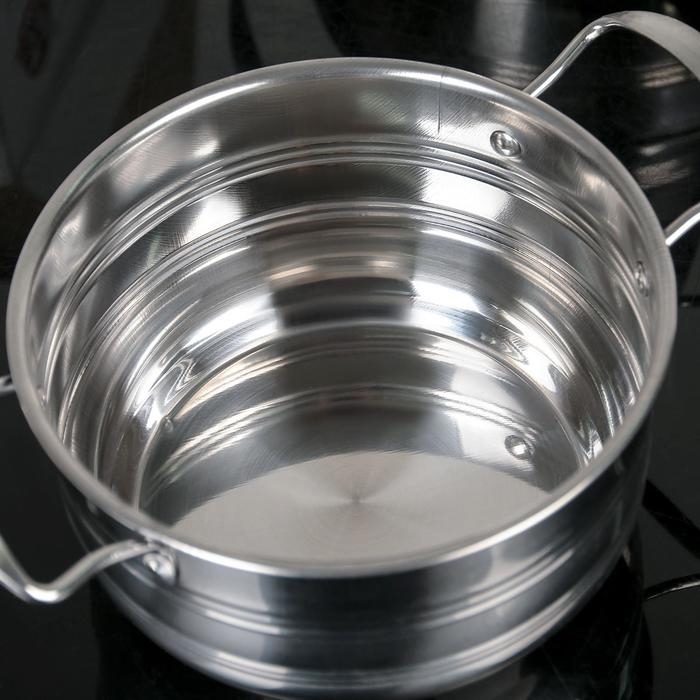 Набор кастрюль из нержавеющей стали &laquo;Ясмин&raquo;, 4 кастрюли: 2 л, 2,7 л, 3,5 л, 4,5 л, d=17/19/21/23 см, металлические крышки, индукция