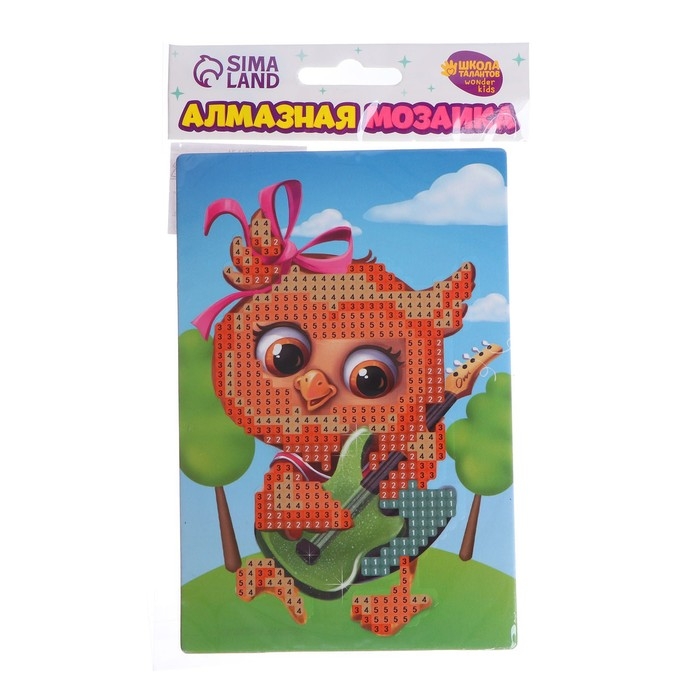 Алмазная мозаика с частичным заполнением для детей &laquo;Совушка с гитарой&raquo;, 10 х 15 см