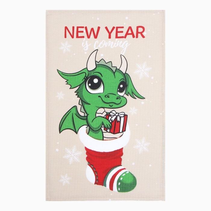 Новый год. Набор полотенец Доляна "Новогоднее настроение" 28х46 см - 2 шт, 100% хл, вафля 160 г/м2