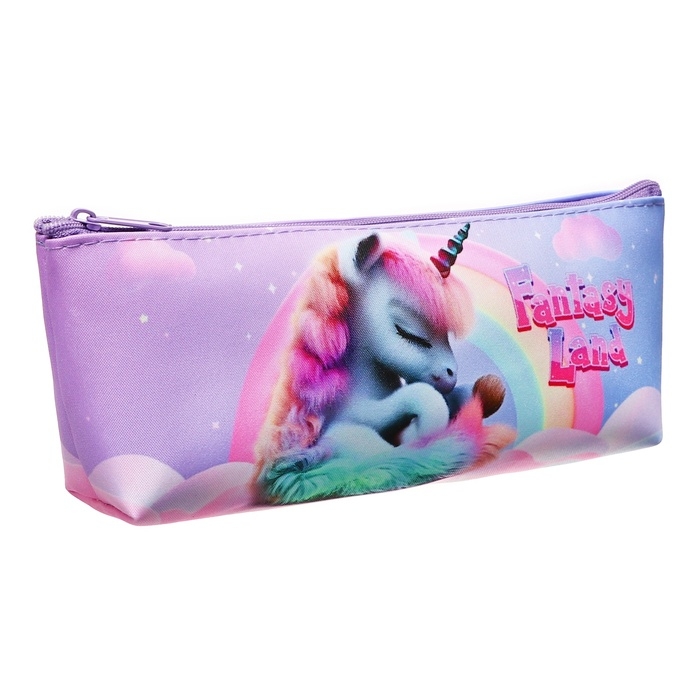 Пенал мягкий, 1 отделение, 80 х 190(225) х 40 мм, объёмный, ПМО 32-20, "Зефирная единорожка" 71625