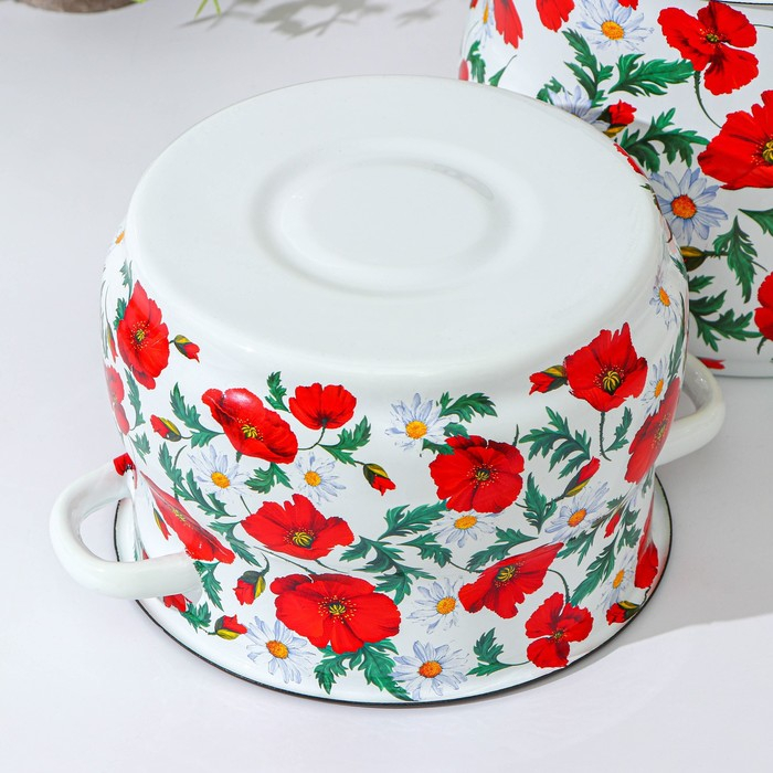 Набор кастрюль &laquo;Маки сибирские&raquo;, 2 предмета: 4 л, 5.5 л, эмалированные крышки, индукция